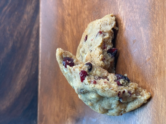 Lemon White Chocolate Cranberry Oat cookie from Green Goddess Goodies